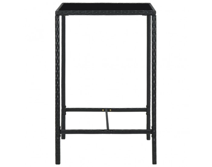 Sonata H Градинска бар маса, черна, 70x70x110 см, полиратан и стъкло