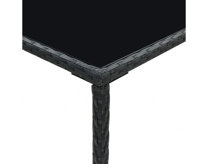 Sonata H Градинска бар маса, черна, 70x70x110 см, полиратан и стъкло