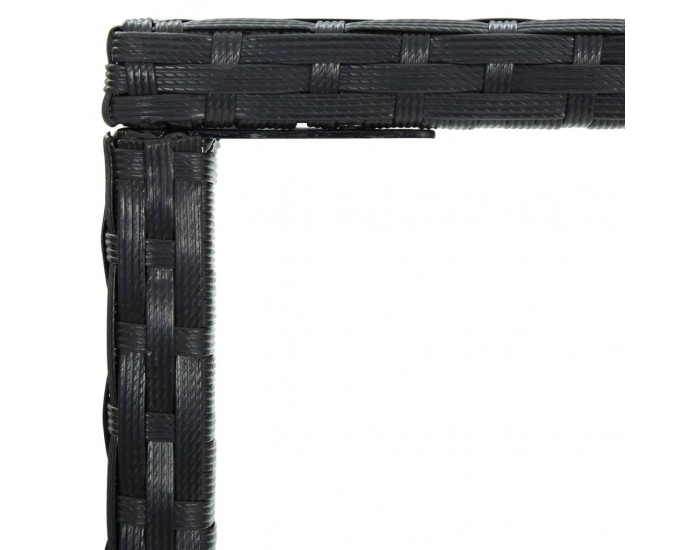 Sonata H Градинска бар маса, черна, 70x70x110 см, полиратан и стъкло