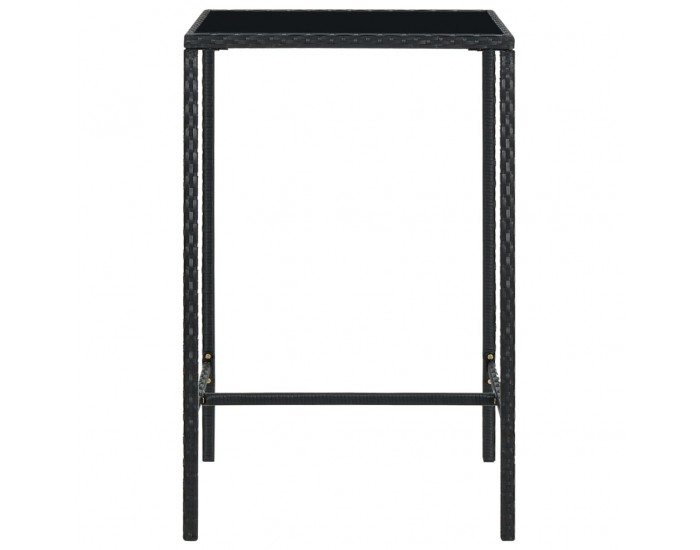 Sonata H Градинска бар маса, черна, 70x70x110 см, полиратан и стъкло