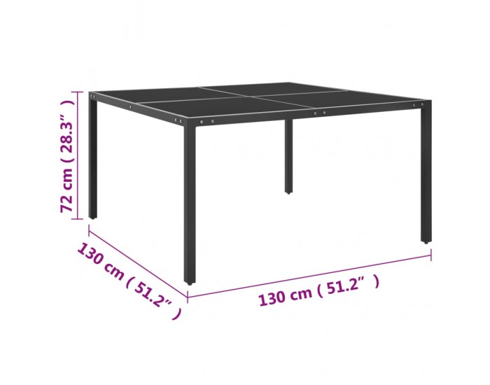 Sonata H Градинска маса антрацит 130x130x72 cм стомана и стъкло