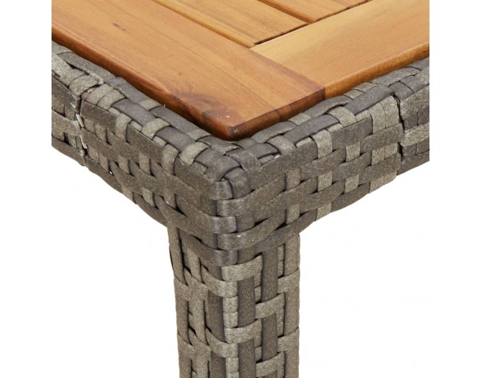 Sonata H Градинска маса, 190x90x75 см, полиратан и акациево дърво, сива