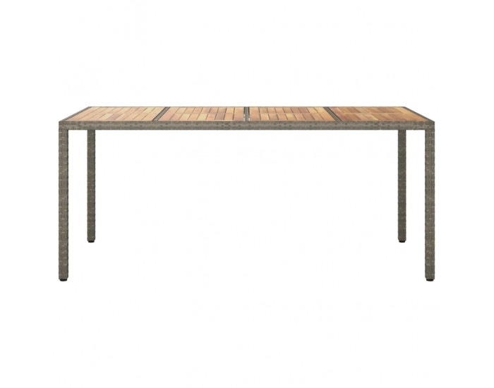 Sonata H Градинска маса, 190x90x75 см, полиратан и акациево дърво, сива