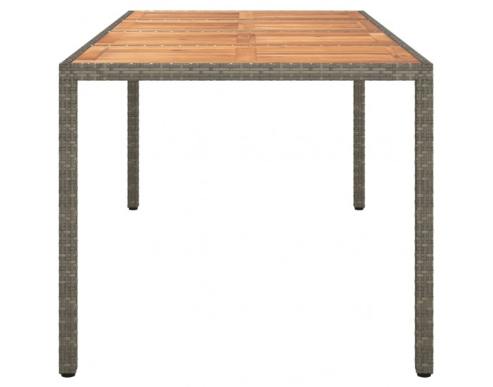 Sonata H Градинска маса, 190x90x75 см, полиратан и акациево дърво, сива