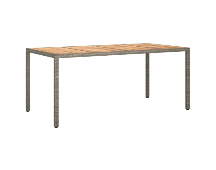 Sonata H Градинска маса, 190x90x75 см, полиратан и акациево дърво, сива