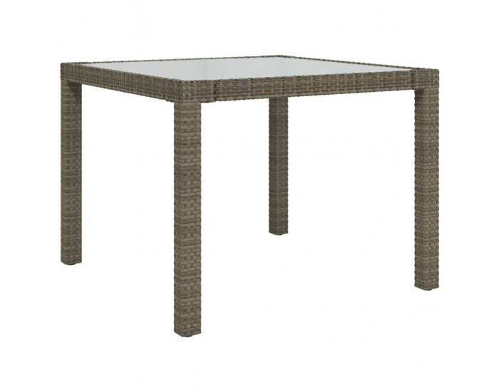 Sonata H Градинска маса, 90x90x75 см, закалено стъкло и полиратан, сива