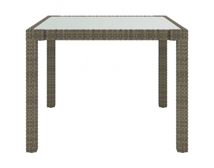 Sonata H Градинска маса, 90x90x75 см, закалено стъкло и полиратан, сива