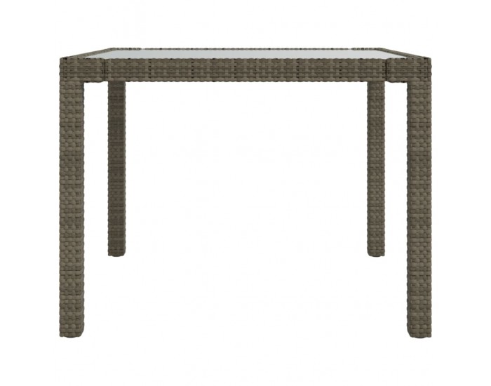 Sonata H Градинска маса, 90x90x75 см, закалено стъкло и полиратан, сива