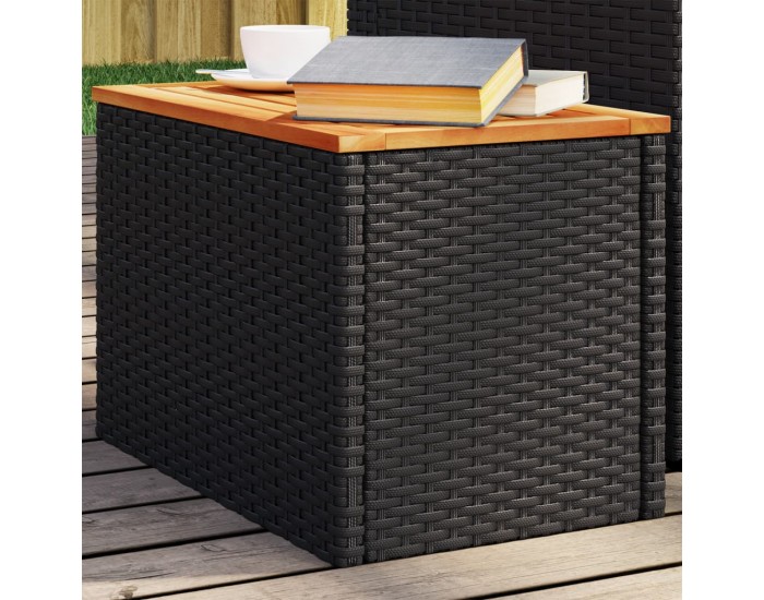 Sonata H Градински масички 2 бр черни 55x34x37 см полиратан дърво масив