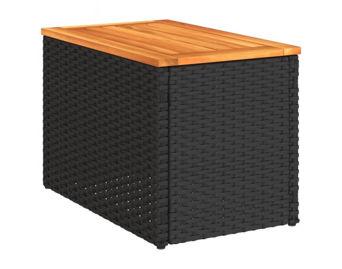 Sonata H Градински масички 2 бр черни 55x34x37 см полиратан дърво масив