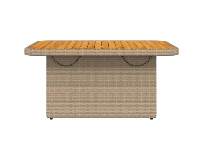 Sonata H Градинска маса бежова 90x55x71 см полиратан и акациево дърво