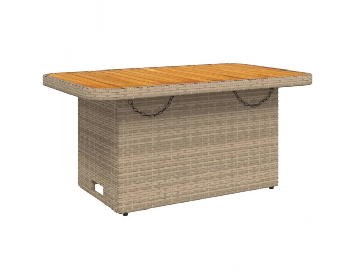 Sonata H Градинска маса бежова 90x55x71 см полиратан и акациево дърво