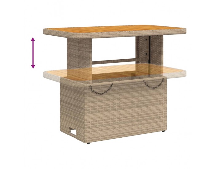 Sonata H Градинска маса бежова 90x55x71 см полиратан и акациево дърво