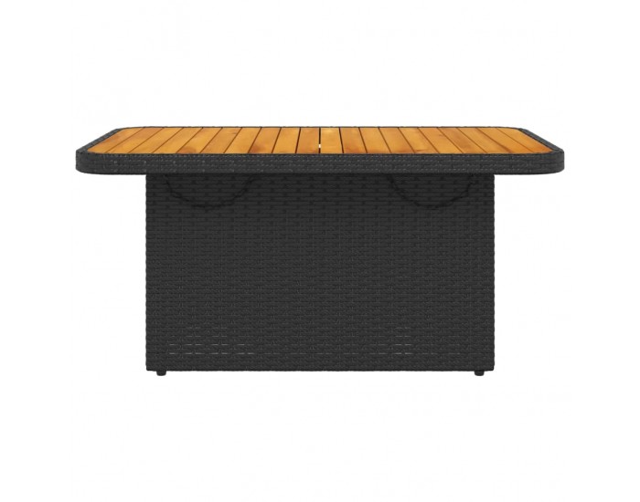 Sonata H Градинска маса, черна, 90x55x71 см, полиратан и акациево дърво