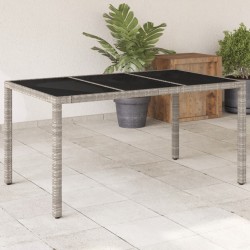 Sonata H Градинска маса стъклен плот светлосива 150x90x75 см полиратан - Градински маси