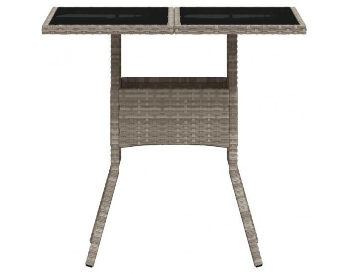 Sonata H Градинска маса със стъклен плот светлосив 80x80x75 см полиратан