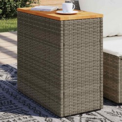 Sonata H Градинска маса с дървен плот сива 58x27,5x55 см полиратан - Градински маси