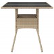 Sonata H Градинска маса със стъклен плот бежова 80x80x75 см полиратан