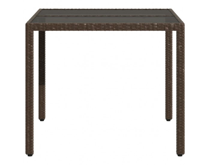 Sonata H Градинска маса със стъклен плот кафява 90x90x75 см полиратан