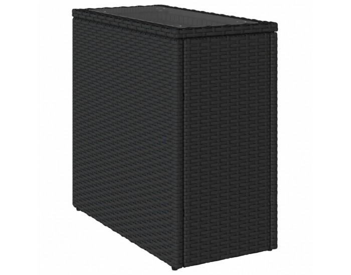 Sonata H Градинска маса със стъклен плот черна 58x27,5x55 см полиратан