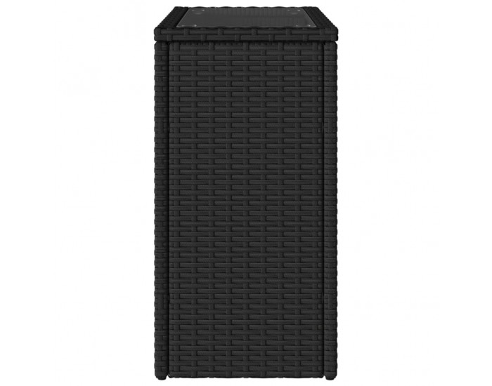 Sonata H Градинска маса със стъклен плот черна 58x27,5x55 см полиратан