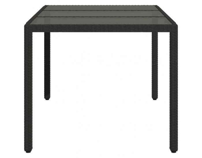 Sonata H Градинска маса със стъклен плот черен 150x90x75 см полиратан