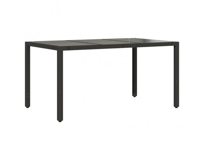 Sonata H Градинска маса със стъклен плот черен 150x90x75 см полиратан