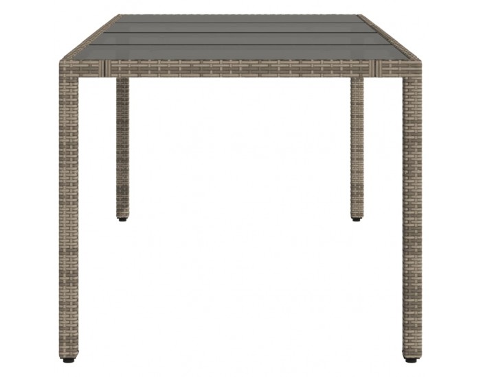 Sonata H Градинска маса със стъклен плот черен 190x90x75 см полиратан