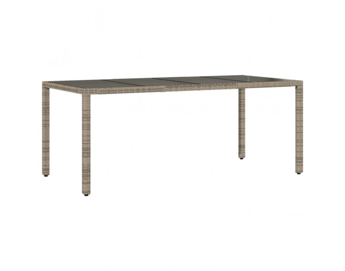 Sonata H Градинска маса със стъклен плот черен 190x90x75 см полиратан