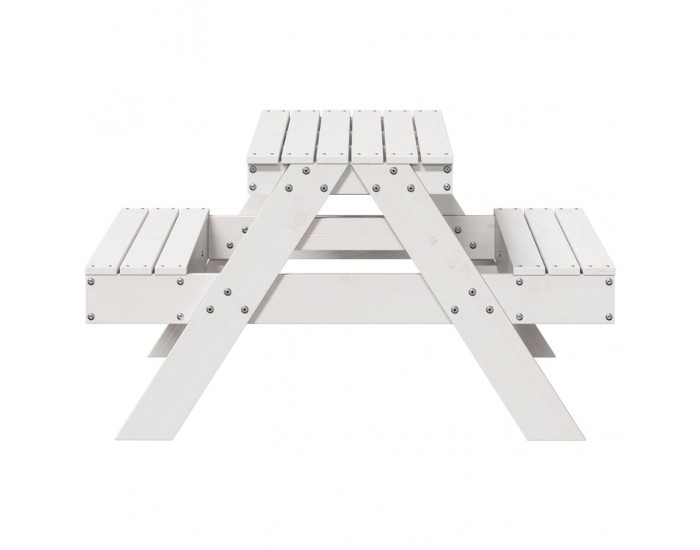 Sonata H Маса за пикник за деца бяла 88x97x52 см борово дърво масив