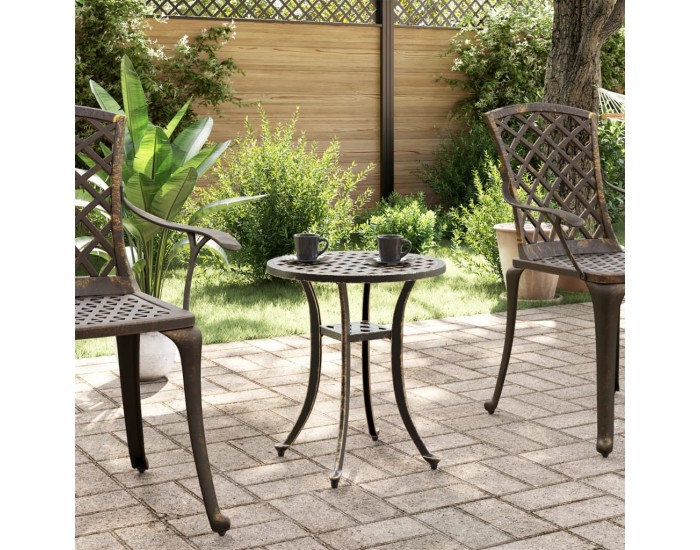 Sonata H Градинска маса, бронз, Ø48x53 см, лят алуминий