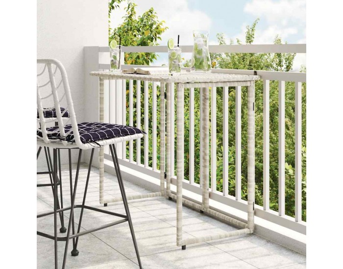 Sonata H Сгъваема градинска маса Светло сиво 90x51x75 cm Поли ратан