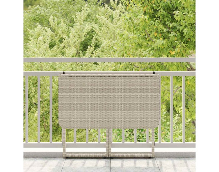 Sonata H Сгъваема градинска маса Светло сиво 90x51x75 cm Поли ратан