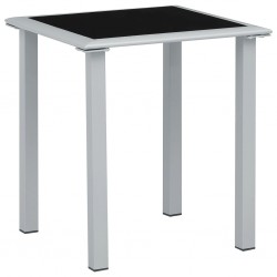 310541 Sonata H Garden Table Black and Silver 41x41x45 cm Steel and Glass - Sonata H