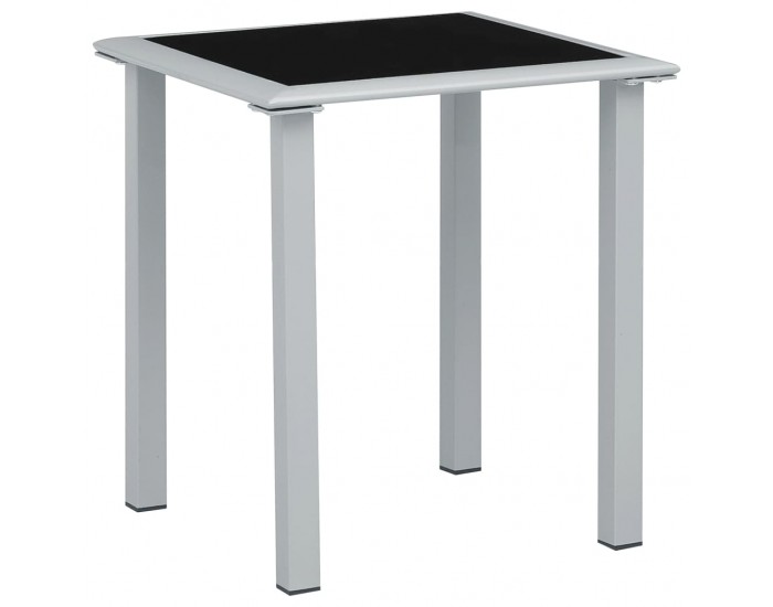 310541 Sonata H Garden Table Black and Silver 41x41x45 cm Steel and Glass