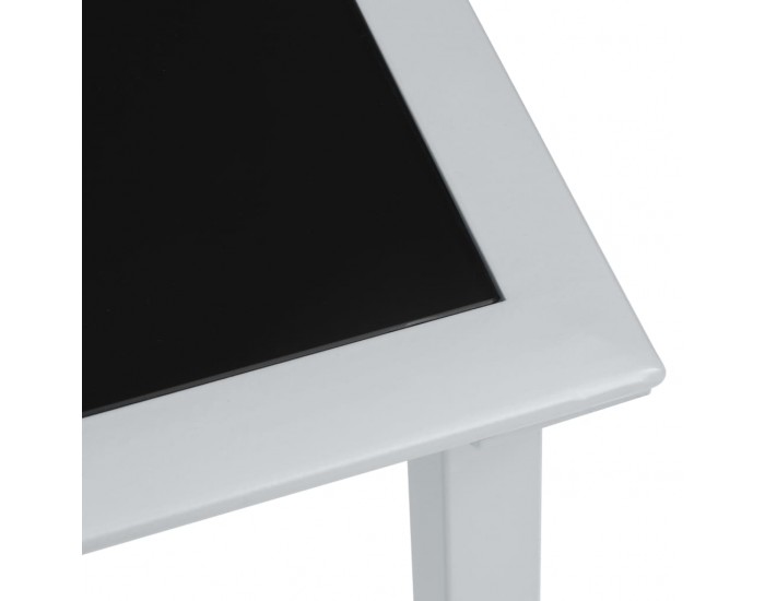 310541 Sonata H Garden Table Black and Silver 41x41x45 cm Steel and Glass