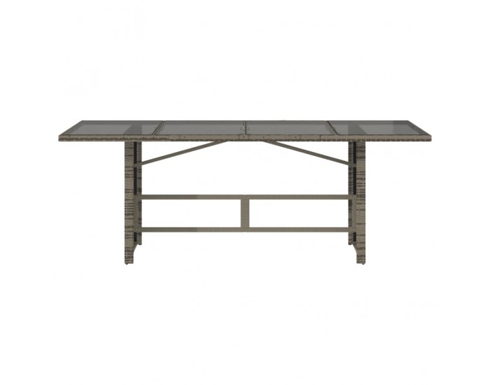 Sonata H Градинска маса със стъклен плот черен 190x80x75 см полиратан