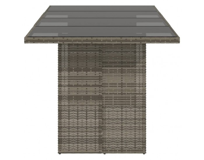 Sonata H Градинска маса със стъклен плот черен 190x80x75 см полиратан