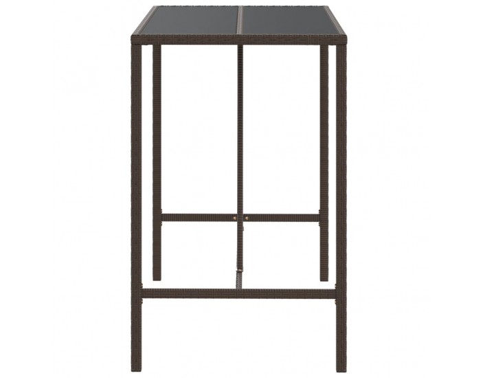 Sonata H Бар маса със стъклен плот, кафява, 110x70x110 см, полиратан