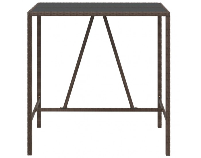 Sonata H Бар маса със стъклен плот, кафява, 110x70x110 см, полиратан