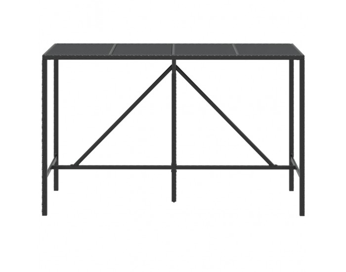 Sonata H Бар маса със стъклен плот, черна, 180x70x110 см, полиратан