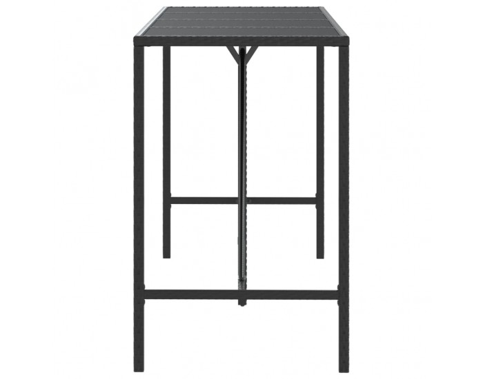 Sonata H Бар маса със стъклен плот, черна, 180x70x110 см, полиратан