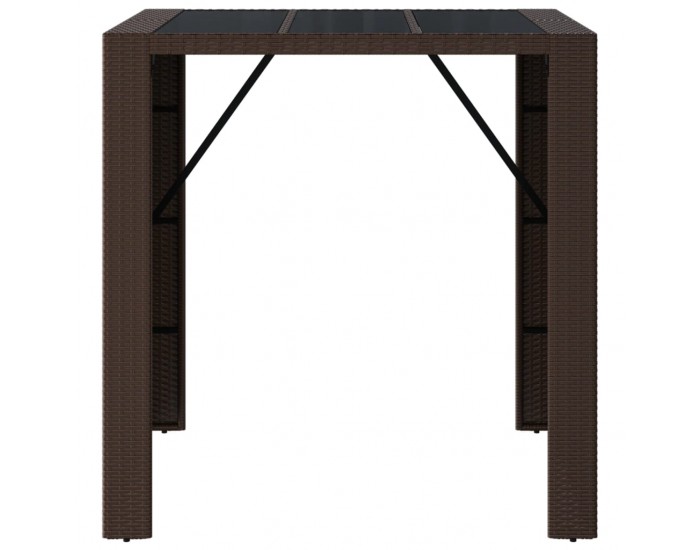 Sonata H Бар маса със стъклен плот, кафява, 105x80x110 см, полиратан