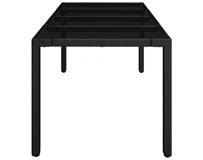 Sonata H Градинска маса със стъклен плот черен 190x90x75 см полиратан