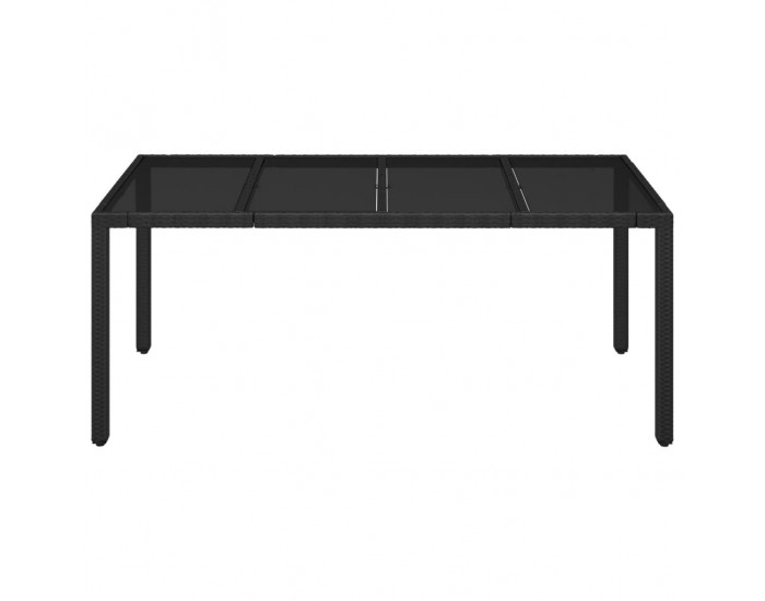 Sonata H Градинска маса със стъклен плот черен 190x90x75 см полиратан