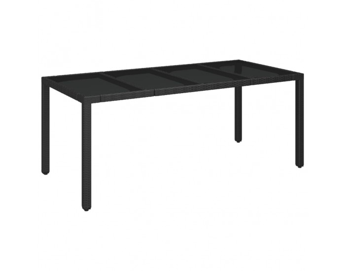 Sonata H Градинска маса със стъклен плот черен 190x90x75 см полиратан