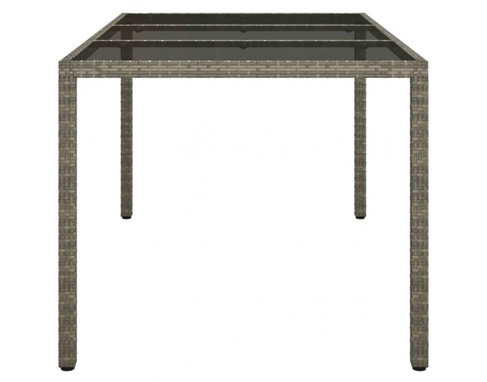 Sonata H Градинска маса, 150x90x75 см, закалено стъкло и полиратан, сива