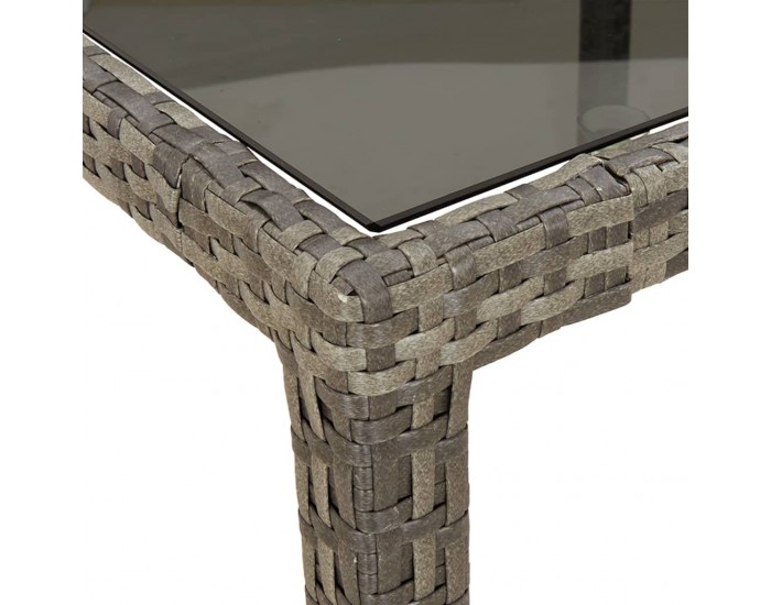 Sonata H Градинска маса, 150x90x75 см, закалено стъкло и полиратан, сива