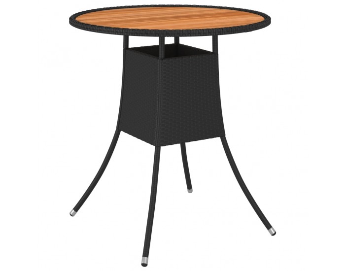 Sonata H Градинска трапезна маса черна Ø 70 см полиратан и акация масив