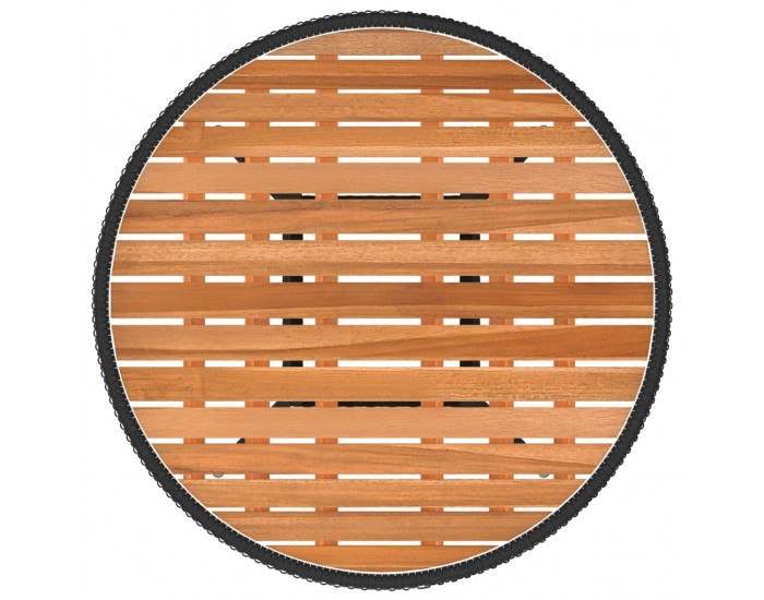 Sonata H Градинска трапезна маса черна Ø 70 см полиратан и акация масив